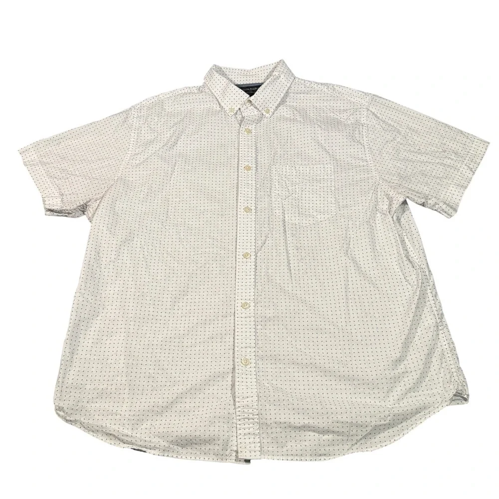 Banana Republic‎ Mens XL Stretch Soft Wash Standard Fit Dotted SS Shirt White